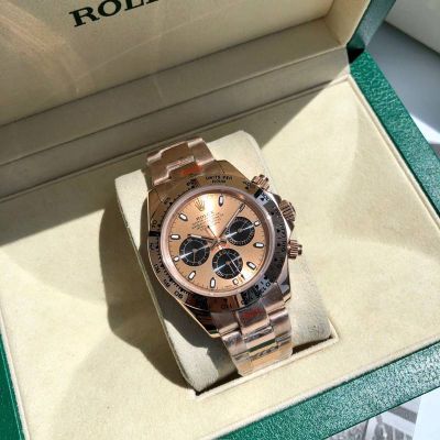 ROLEX Daytona 904L Steel Self-produced Movement Gold Bracelet Rose Gold with Black Watch